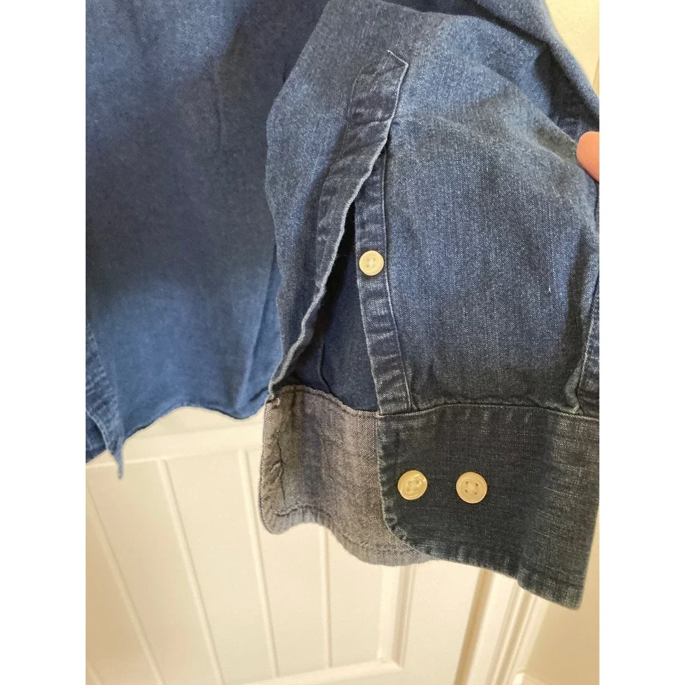 Banana Republic Mens Slim Fit Denim Shirt Indigo Blue Cotton XL RN 54023